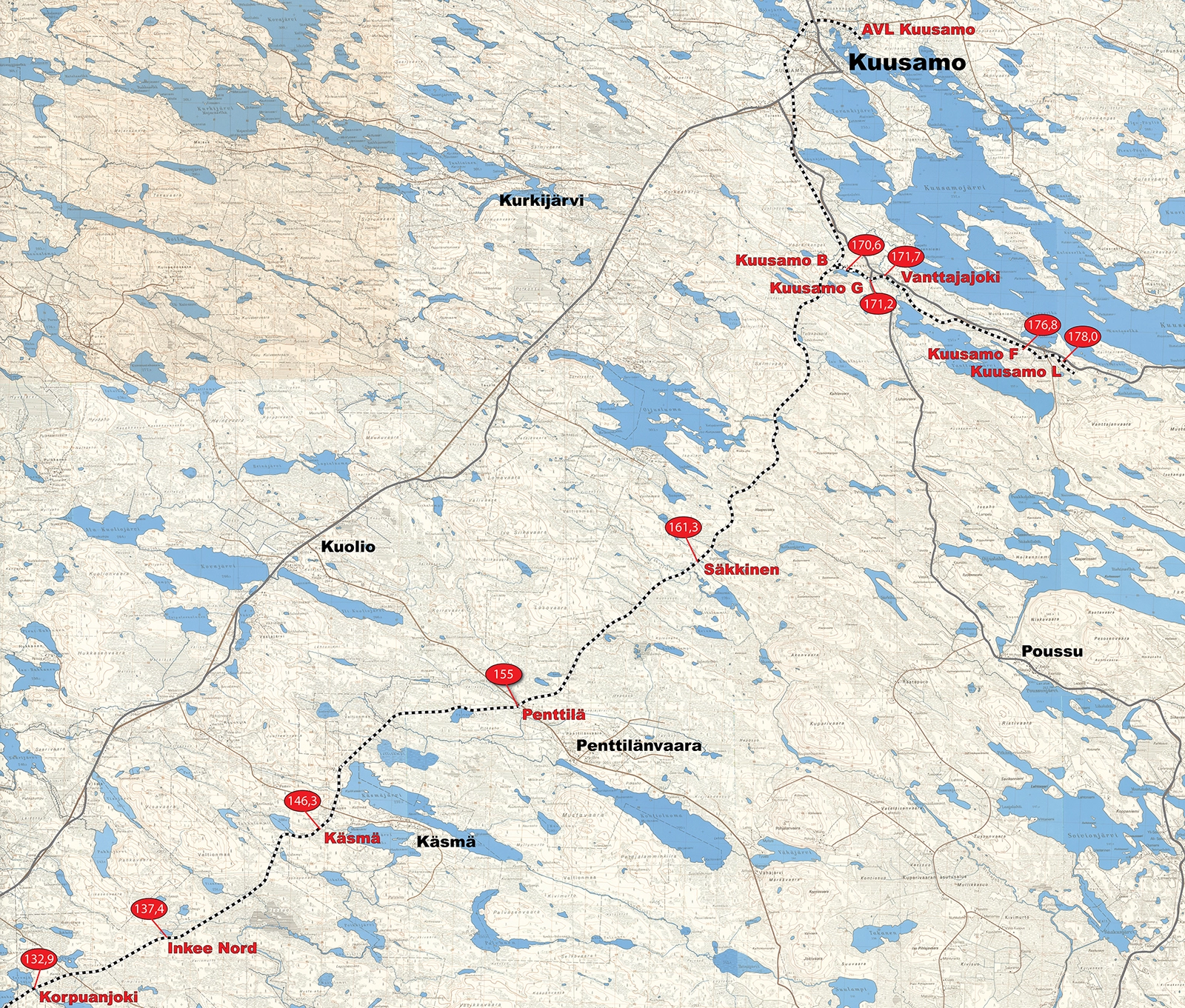 Kenttärata Kuusamossa