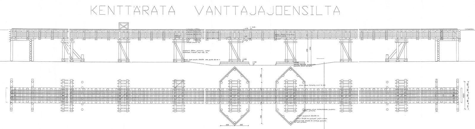 Vanttajajoen kenttäratasillan piirros